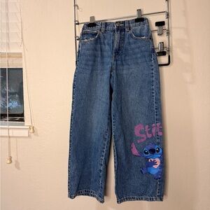 Zara Kids Blue Wide Leg Jeans with Stitch